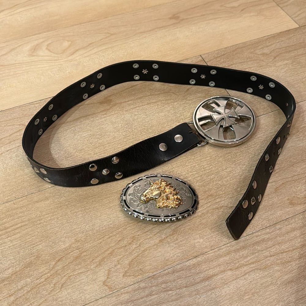 Leather belt with removable buckle